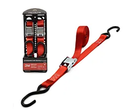 Bis 500kg - Klemmschloss Spanngurt - 500kg - 3m - 25mm - Klemmschloss und S-Haken - Rot - 2St. Bis 500kg - Klemmschloss Spanngurt - 500kg - 3m - 25mm - Klemmschloss und S-Haken - Rot - 2St.