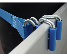 Anhängernetze - feinmaschig Spanngurt - 200kg - 3,6m - 45mm - Bordwandklammer - Blau
