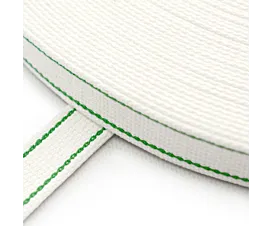 Rollladengurt 22 mm Rollladengurt Weiß mit 2 grünen Streifen - Baumwolle (Breite 22 mm) Rollladengurt 22 mm Rollladengurt Weiß mit 2 grünen Streifen - Baumwolle (Breite 22 mm)