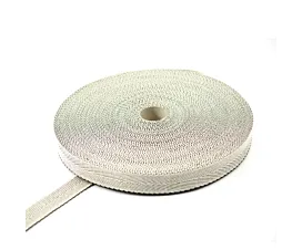 Alle Baumwollbänder Köperband 40mm - Baumwolle + PP - 100kg - 100m auf der Rolle - Ecru mit Schwarz