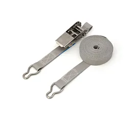 Alle Spanngurte nach Maß  Spanngurt - 200kg - 25mm - 2-teilig - NiRo Ratsche/Ring - Pool strap - Grau