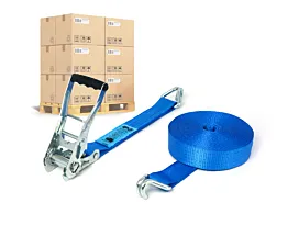 Spanngurtpalette 50mm Palette Spanngurte - 5T - 12m - 50mm - 2-teilig - Spitzhaken - Blau - 200St Spanngurtpalette 50mm Palette Spanngurte - 5T - 12m - 50mm - 2-teilig - Spitzhaken - Blau - 200St