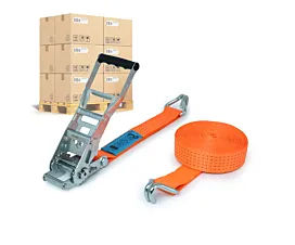 Spanngurtpalette 50mm Palette Spanngurte - ERGO 5T - 9m - 50mm - 2-teilig - Spitzhaken - STF500 - Orange - 192St Spanngurtpalette 50mm Palette Spanngurte - ERGO 5T - 9m - 50mm - 2-teilig - Spitzhaken - STF500 - Orange - 192St