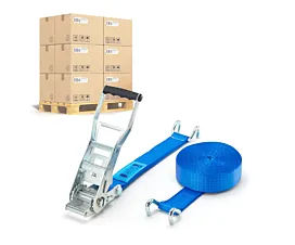 Alle Spanngurt-Palettenwaren Pallet Spanngurte - ERGO 5T - 9m - 50mm - 2-teilig - Klauenhaken - Blau - 192St